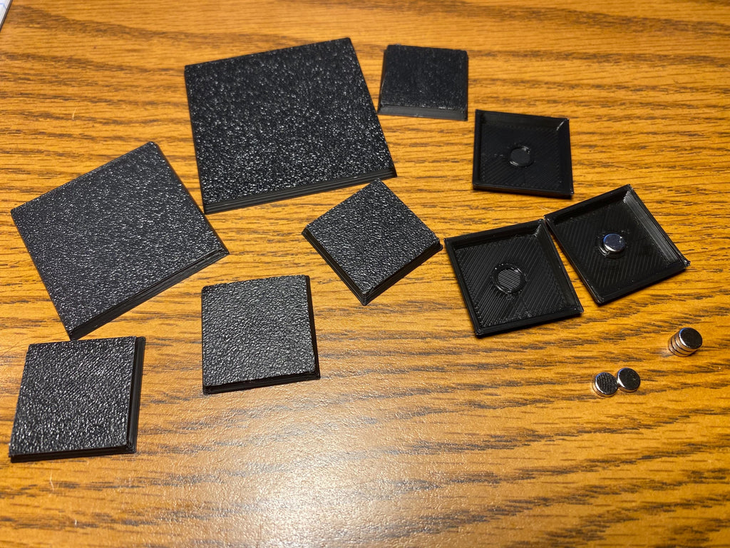 Square Bases for miniatures wargaming magnet-ready