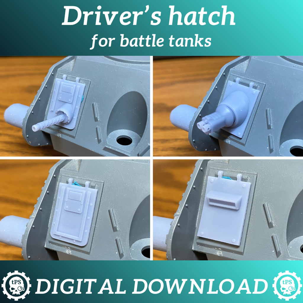 Driver's hatch and weapon mount for grimdark battle tank - Digital Download