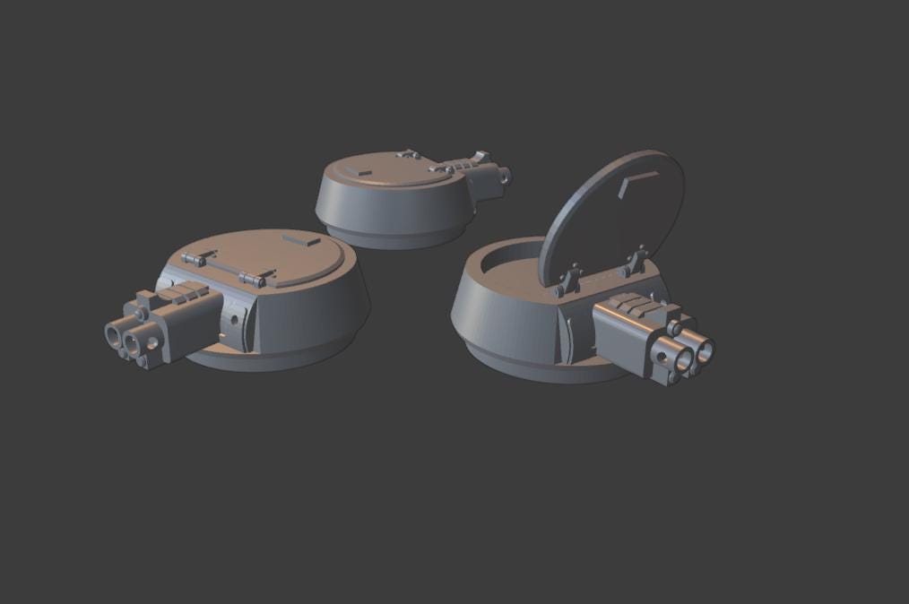 Grimdark mini turrets for sci-fi vehicles and tanks